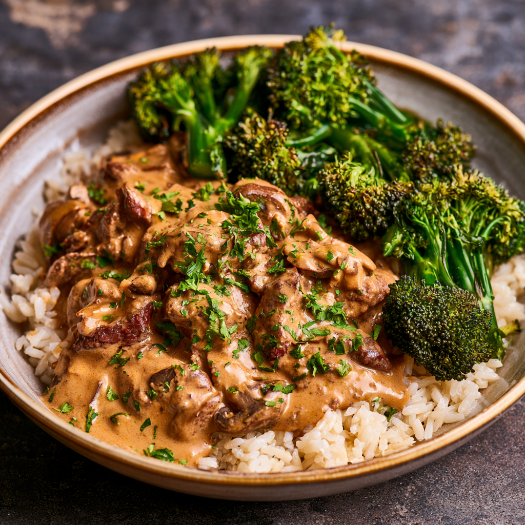 Autumn venison stroganoff